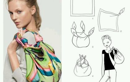 Aprenda a transformar um lenço em cinco bolsas diferentes!